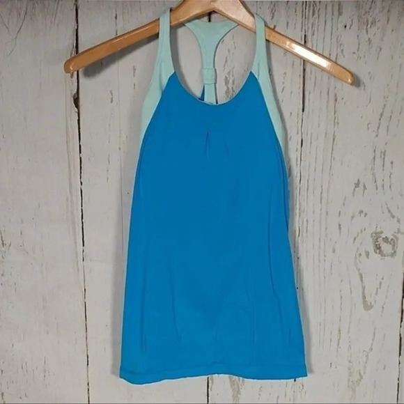 LULULEMON Built In Shelf Bra Tank Top Blue 2 Tone - Picture 1 of 10